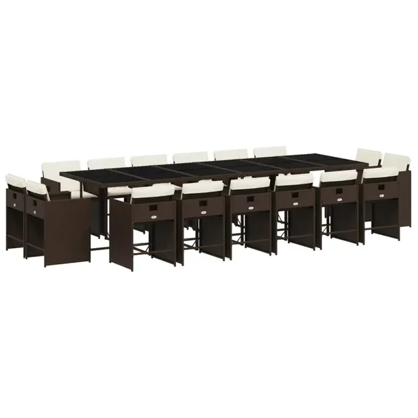 Zestaw mebli ogrodowych 330 x 106 x 73 cm, brązowy z kremowymi poduszkami