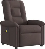 Fotele - Rozkładany fotel masujący, ciemnobrązowy, obity tkaniną - miniaturka - grafika 1