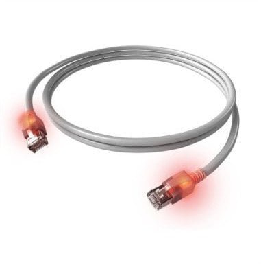 Kabel krosowy EasyLan S/FTP DualBoot LED Cat.6A, RJ45 / RJ45, LSOH, szary, 7,5 m
