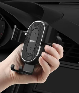 Remax grawitacyjny uchwyt samochodowy na kratkę wentylacyjną + bezprzewodowa ładowarka Qi 10W czarny (RM-C38) - Ładowarki do telefonów - miniaturka - grafika 6