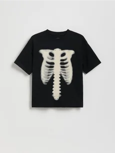 Reserved - Bawełniany t-shirt oversize - czarny - Koszulki dla chłopców - miniaturka - grafika 1