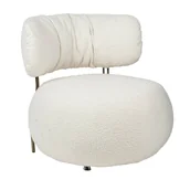 Fotele - King Home Fotel LOW TEDDY biały - tkanina teddy, podstawa mosiądz KH.34042 - miniaturka - grafika 1