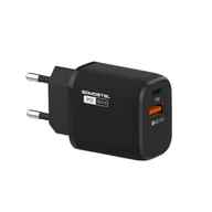 Ładowarki do telefonów - Ładowarka sieciowa 3A 18W USB, USB Typu-C + kabel do iPhone SOMOSTEL QC3.0 SMS-Q01 Czarny - miniaturka - grafika 1