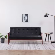 Sofy i kanapy - vidaXL 3-osobowa sofa, czarna, sztuczna skóra - miniaturka - grafika 1