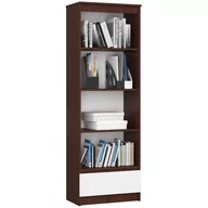 Regały - REGAŁ R 60 cm CLP 1 SZUFLADA 4 PÓŁKI WENGE / BIAŁY - miniaturka - grafika 1