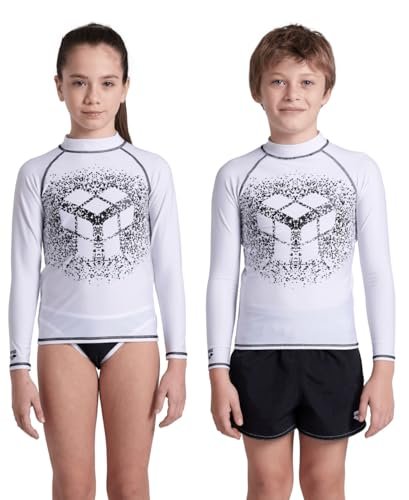 Arena Chłopięca kamizelka unisex Jr Rash L/S Graphic Top, biało-czarna, 62 EU