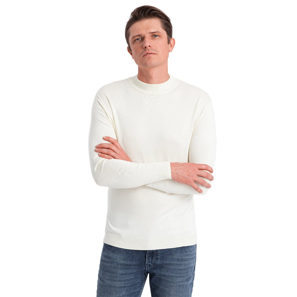 Elegancki męski półgolf sweter z wiskozą kremowy Ombre V4 OM-SWTN-0100 S
