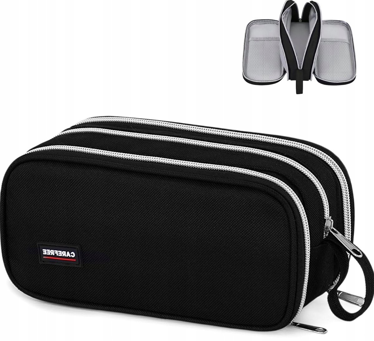 Piórnik 23x7x11cm trzyprzegrodowy organizer szkolny biurowy z zamkiem