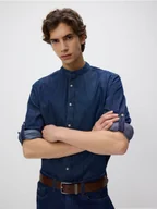 Koszule męskie - Reserved - Jeansowa koszula ze stójką - granatowy - miniaturka - grafika 1
