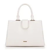 Torebki damskie - Damski kuferek z imitacji skóry dwukomorowy kremowy - miniaturka - grafika 1