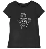 Koszulki i topy damskie - Koszulka damska z napisem masz coś ci wypadło czarna XL - miniaturka - grafika 1
