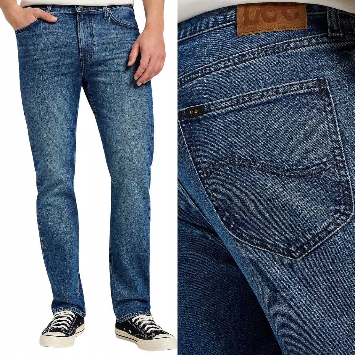 Lee WEST RELAXED Blue Abyss DżINS luźne proste spodnie jeansowe W28 L32