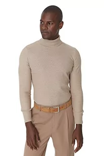 Trendyol Męska bluza z golfem, gładka, wąska bluza, beżowa, XL, BEŻOWY, XL (Duże Rozmiary) - Bluzy męskie - miniaturka - grafika 1