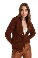 Swetry damskie - Trendyol Damski standardowy standardowy kardigan z dzianiny z dekoltem w serek, Cynamon, M - miniaturka - grafika 1