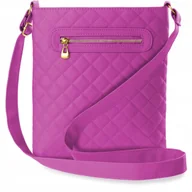 Torebki damskie - Pikowana Listonoszka Klasyczna Torebka Damska Na Ramię Różowa Raportówka - miniaturka - grafika 1