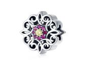 Charmsy - Pandora Valerio.pl Rodowany srebrny charms do kolorowy kwiat flower cyrkonie srebro 925 GS223 GS223 - miniaturka - grafika 1