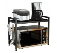 Meble modułowe i akcesoria - Półka Regulowana Stojak Do Kuchni Na Mikrofalówkę + 6 Haczyków Perfectlife - miniaturka - grafika 1