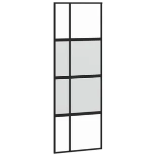 Drzwi przesuwne, czarne, 76x205 cm, szkło hartowane, aluminium 8721012120624 - Drzwi wewnętrzne - miniaturka - grafika 3