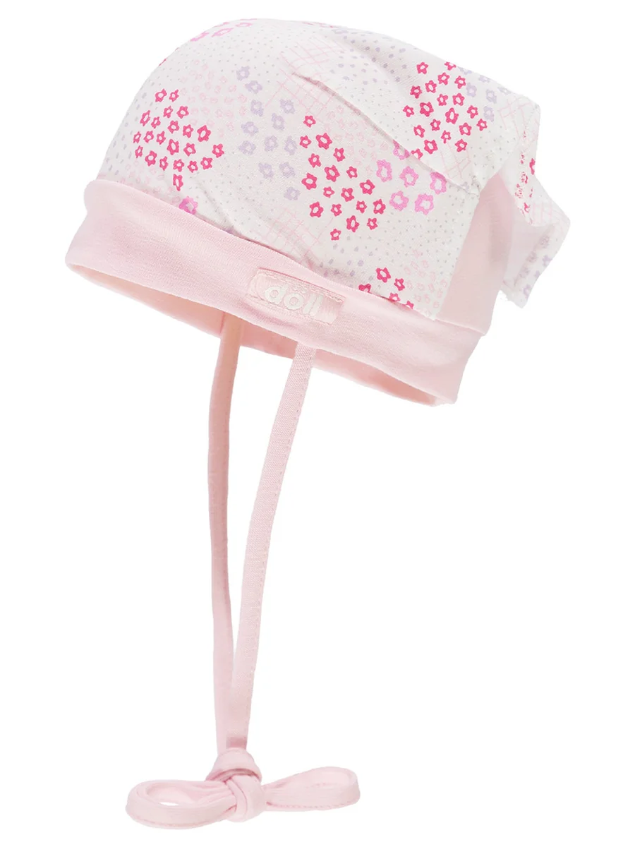 Dziewczęca czapka z chustą wiązana jasnoróżowa Doll r.47