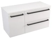 Szafki łazienkowe - Szafka Wisząca Z Blatem ATH 90 cm D Prawa - Biały Mat - Uchwyty Czarne Matowe - miniaturka - grafika 1