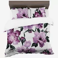 Pościel - Pościel Z Bawełny Syntetycznej, 140X200, Biała W Kwiaty, Pmca-73, 2-Częściowa - miniaturka - grafika 1