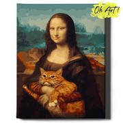Malowanie po numerach - Obraz Malowanie po numerach NA RAMIE, Mona Lisa i rudy kot, 40x50 | Oh Art! - miniaturka - grafika 1