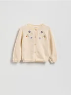 Bluzy dla dziewczynek - Reserved - Kardigan z haftem - złamana biel - miniaturka - grafika 1