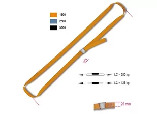 Pas mocujący BETA, 250 kg, 2,5 m, 25 mm - Pasy transportowe - miniaturka - grafika 1