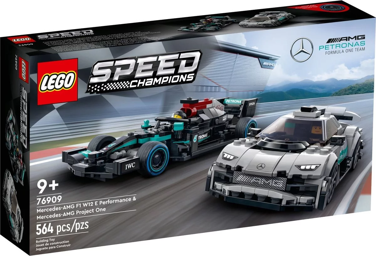 LEGO zestaw Speed Champions Mercedes AMG F1 W12 E Performance i Mercedes AMG Project One 76909