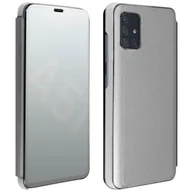 Etui i futerały do telefonów - Etui z klapką, lustrzane etui do Samsunga Galaxy A51, stojące etui – srebrne - miniaturka - grafika 1