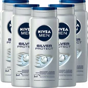 Kosmetyki do kąpieli - Nivea Men, Silver Protect, Żel Pod Prysznic, 5x500ml - miniaturka - grafika 1