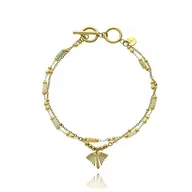 Bransoletki - Bransoletka Z Kamieni Pozłacana Stal Szlachetna Z Amazonitem I Zawieszką - miniaturka - grafika 1