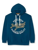 Bluzy męskie - Bestseller A/S Męska bluza z kapturem Jjmikk Sweat Hood Pls, niebieski (Sailor Blue), 6XL duże rozmiary - miniaturka - grafika 1