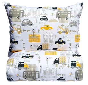 Pościel autka w mieście cars pojazdy biała 140x200 bawełniana dla dziecka - Pościel dla dzieci - miniaturka - grafika 1