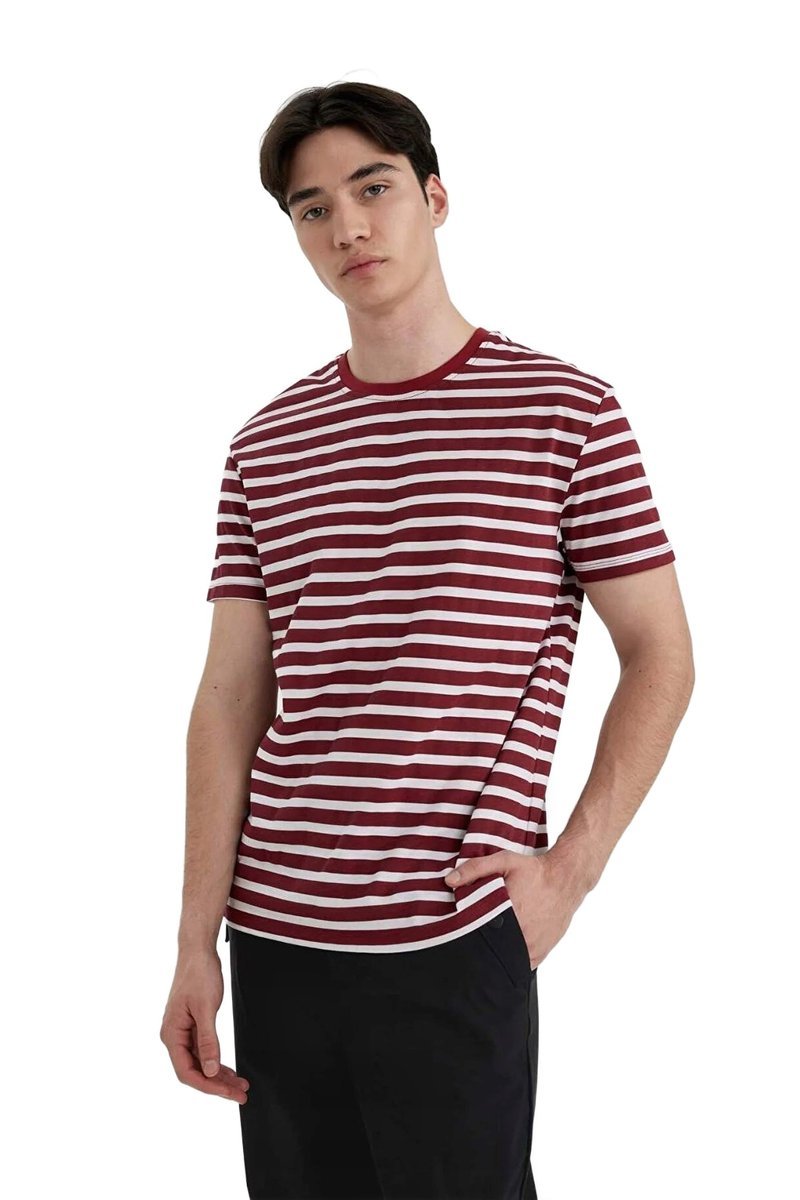 DEFACTO MĘSKA PODKOSZULKA W PASKI Z OKRĄGŁYM DEKOLTEM L 5DA