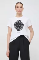 Koszulki sportowe damskie - Twinset t-shirt bawełniany damski kolor biały - miniaturka - grafika 1