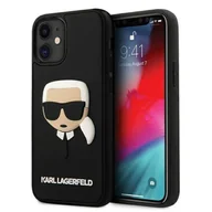Etui i futerały do telefonów - KARL LAGERFELD Karl Lagerfeld 3D Rubber Karl`s Head - Etui na iPhone 12 mini (czarny) KLHCP12SKH3DBK - miniaturka - grafika 1