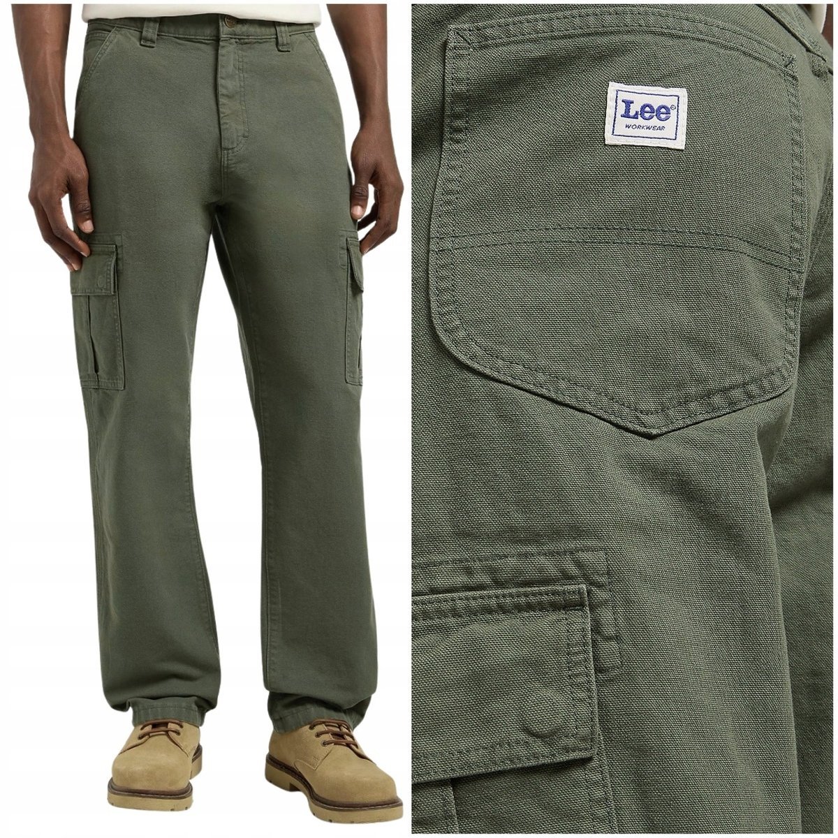 Lee Cargo Pant Oak Workwear bawełniane spodnie materiałowe bojówki W28 L32