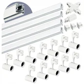 Lampy sufitowe - Zestaw szynowy 3 fazowy szyna 1m+1m+1m+1m, 12x Lampa, łącznik X Biały - miniaturka - grafika 1