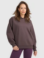 Bluzy damskie - 4F Bluza dresowa nierozpinana z kapturem damska - brązowa XS - miniaturka - grafika 1