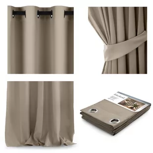 Amelia Home Zasłony zaciemniające 140x270 na przelotkach Blackout grube beżowe BLACKOUT/EYE/BE/270 - Zasłony - miniaturka - grafika 1