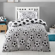 Pościel dla dzieci - Szara flanelowa pościel dziecięca dwuosobowa 200x200 cm Football Stars – Catherine Lansfield - miniaturka - grafika 1