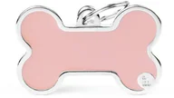 Odblaski i adresówki - Zawieszka Adresówka Identyfikator z grawerem dla psa i kota kość różowa z obramówką XL - miniaturka - grafika 1