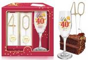 Kieliszki - STARS URODZINOWA MAGENTA - zestaw kieliszek do szampana + zimne ognie - W dniu 40 urodzin - miniaturka - grafika 1