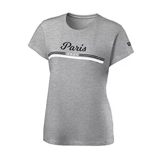 Koszulki męskie - Wilson Wilson T-shirt męski PARIS 2021 TECH T-SHIRT szary Grau (Heather Grey) / Blau (Maritime) / Weiß L WRA800402LG - grafika 1