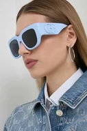 Okulary przeciwsłoneczne - Gucci okulary przeciwsłoneczne damskie kolor niebieski - miniaturka - grafika 1