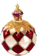 Bombki - BRUBAKER Premium bombka świąteczna Royal King - Królewska bombka choinkowa w kolorze złoto-czerwonym - w kratkę z aksamitem, brokatem i koroną - miniaturka - grafika 1