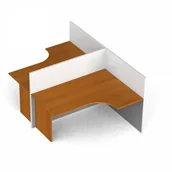 Inne meble biurowe - B2B Partner Zestaw parawanów biurowych ze stołem ergonomicznym, magnetyczny, 2 miejsca, czereśnia 437243 - miniaturka - grafika 1