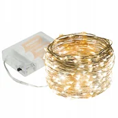 Lampy ogrodowe - LAMPKI ŚWIATEŁKA CHOINKOWE DEKORACYJNE 100 LED 3000K DRUCIK NA BATERIE 10M - miniaturka - grafika 1