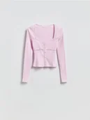 Bluzki damskie - Reserved - Bluzka z koronką - pastelowy róż - miniaturka - grafika 1